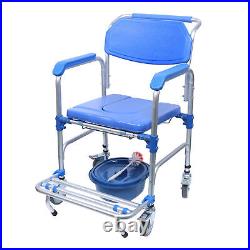 350lbs Commode Wheelchair Assist Medical Transport Rolling Shower Chair Mobility