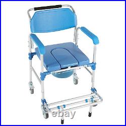 350lbs Medical Shower Commode Wheelchair Transport Chair Mobility Bedside Toilet