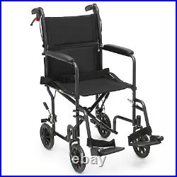FDA APPROVEDFoldable Lightweight Transport Wheelchair withHandbrakes & Seat Belt