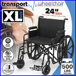 FDA APPROVEDFoldable Manual Wheelchair Extra-Wide Seat /w Adjustable Foot Rest
