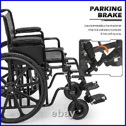 FDA APPROVEDFoldable Manual Wheelchair Extra-Wide Seat /w Adjustable Foot Rest