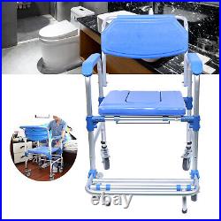 Medical Shower Commode 350lbs Wheelchair Transport Chair Mobility Bedside Toilet