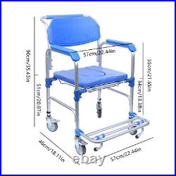 Medical Shower Commode 350lbs Wheelchair Transport Chair Mobility Bedside Toilet