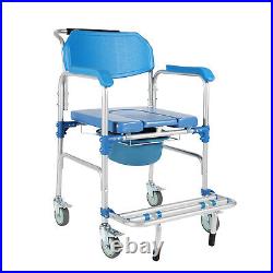 Medical Shower Commode Wheelchair Transport Chair Mobility Bedside Toilet 350lbs