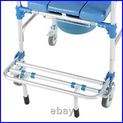 Medical Shower Commode Wheelchair Transport Chair Mobility Bedside Toilet 350lbs