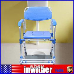 Mobility Elder Potty Chair Waterproof Shower Toilet Transport Wheelchair 350lbs