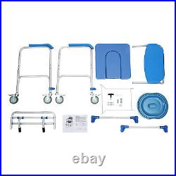 Mobility Elder Potty Chair Waterproof Shower Toilet Transport Wheelchair 350lbs